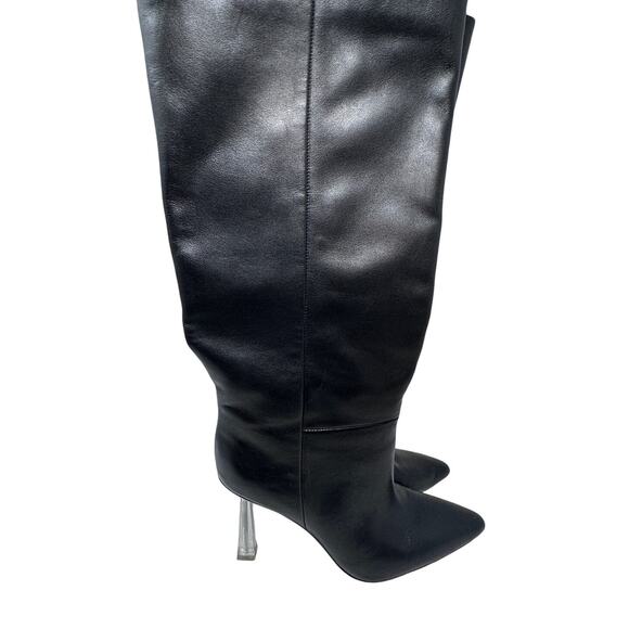 Raye Elo x Revolve Black Leather Boots Clear Heel size 9 - Picture 13 of 15